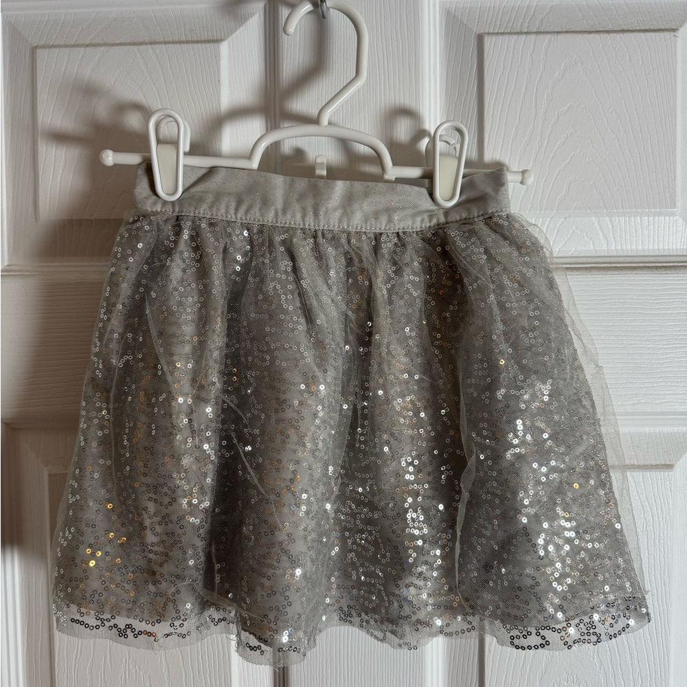Girls Silver Sequin Skirt, Size 6